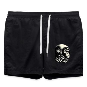 Chimpanzee, Astronaut, Thoughtful, Cosmos - Swim Trunks - black - Front - AI Model Male 185 light (185cm)