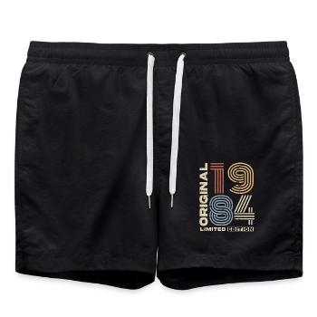 1984 Jahrgang Vintage Retro Geburtstag Geschenk - Badeshorts - Schwarz - Vorne - AI Model Male 185 light (185cm)
