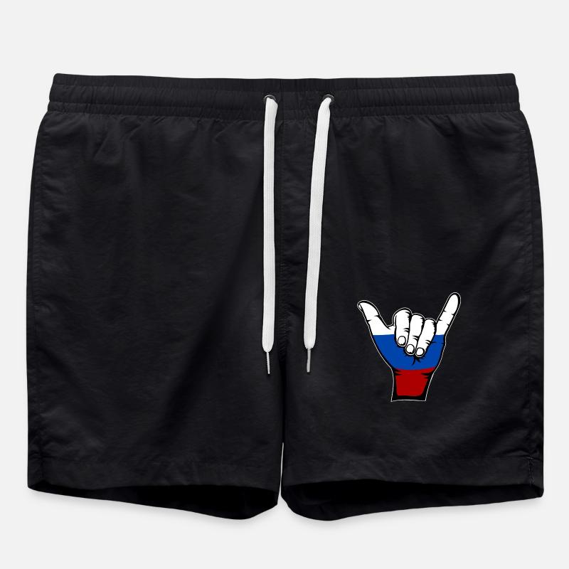 Russia Flag Surfing Symbol - Swim Trunks - black