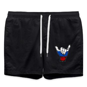 Russland Flagge Surfing Symbol used - Badeshorts - Schwarz - Vorne - AI Model Male 185 light (185cm)