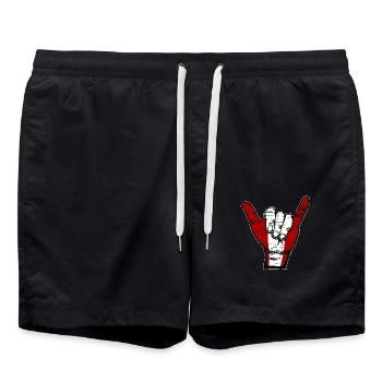 Peru Flagge Surfing Symbol used - Badeshorts - Schwarz - Vorne - AI Model Male 185 light (185cm)
