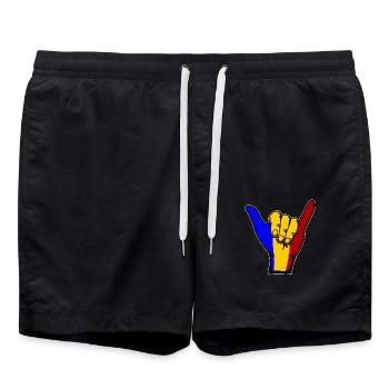 Roumanie Drapeau Surf Symbole - Short de bain - noir - Devant - AI Model Male 185 light (185cm)