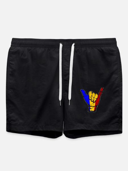 Romania Flag Surfing Symbol used - Swim Trunks - black