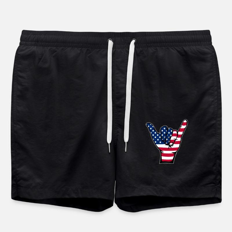 USA Flag Surfing Icon - Swim Trunks - black