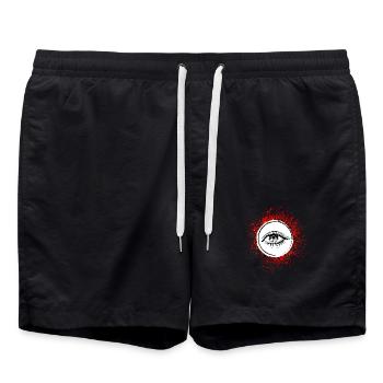 Eye symbol eyelashes - Swim Trunks - black - Front - AI Model Male 185 light (185cm)