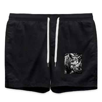 Rhinoceros Portrait - Swim Trunks - black - Front - AI Model Male 185 light (185cm)