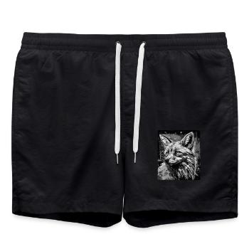 Fuchs Porträt - Badeshorts - Schwarz - Vorne - AI Model Male 185 light (185cm)