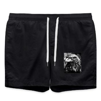 Adler Porträt - Badeshorts - Schwarz - Vorne - AI Model Male 185 light (185cm)