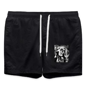 Beagle Hund Porträt - Badeshorts - Schwarz - Vorne - AI Model Male 185 light (185cm)