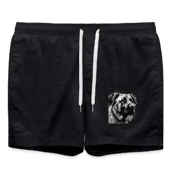 Kangal Hund Porträt - Badeshorts - Schwarz - Vorne - AI Model Male 185 light (185cm)