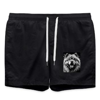 Chow Chow Hund Porträt - Badeshorts - Schwarz - Vorne - AI Model Male 185 light (185cm)