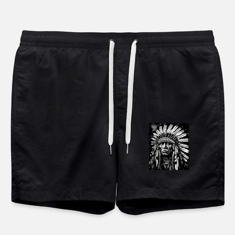 Apache Indianer Häuptling Totenkopf - Badeshorts - Schwarz
