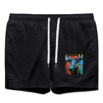 Moose Portrait - Swim Trunks - black - Front - AI Model Male 185 light (185cm)