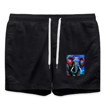 Portrait d’éléphant - Short de bain - noir - Devant - AI Model Male 185 light (185cm)