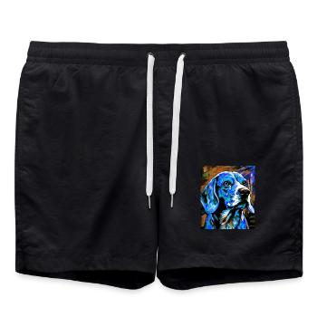 Beagle Hund Porträt - Badeshorts - Schwarz - Vorne - AI Model Male 185 light (185cm)