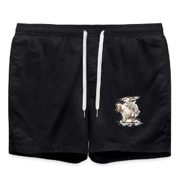 Bergziege Bier Lustig - Badeshorts - Schwarz - Vorne - AI Model Male 185 light (185cm)