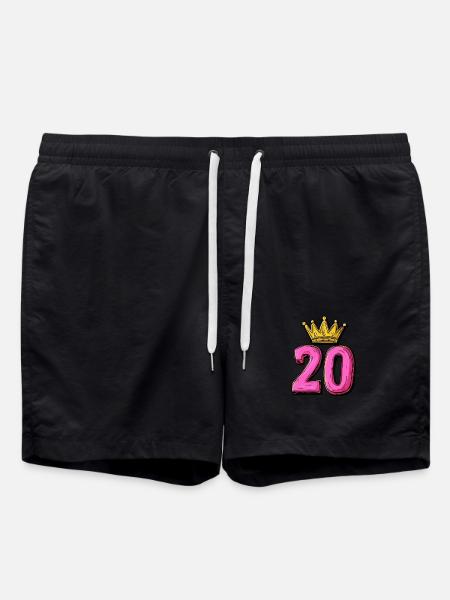 20 Zahl Krone - Badeshorts - Schwarz