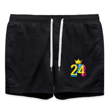 24 Number Crown - Swim Trunks - black - Front - AI Model Male 185 light (185cm)