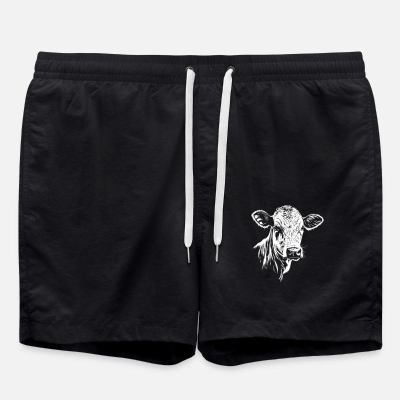 Cow Graphic - Swim Trunks - black