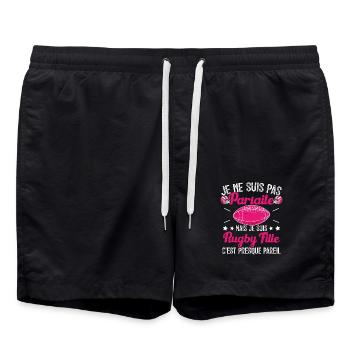 Rugby Femme Fille Cadeau Joueur De Rugby - Short de bain - noir - Devant - AI Model Male 185 light (185cm)