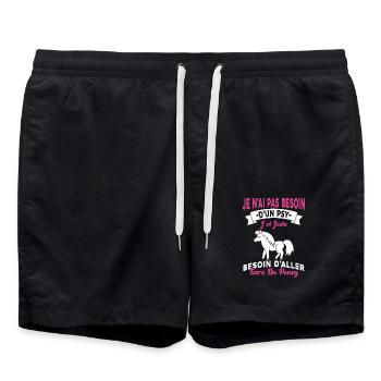 cadeau cheval poney besoin d'aller faire du poney - Short de bain - noir - Devant - AI Model Male 185 light (185cm)