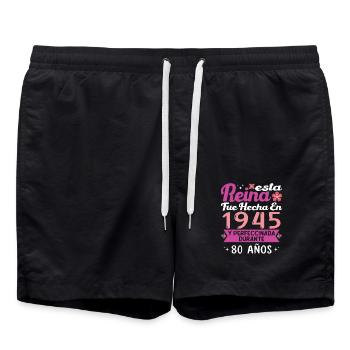 80 Years Birthday Gift Woman Made In 1945 - Swim Trunks - black - Front - AI Model Male 185 light (185cm)