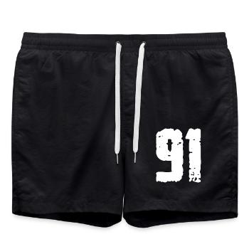91 Number Vintage - Swim Trunks - black - Front - AI Model Male 185 light (185cm)
