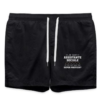 Social Worker - Super Power - Gift - Swim Trunks - black - Front - AI Model Male 185 light (185cm)