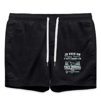 Je suis un papy ours grognon cadeau humour papy - Short de bain - noir - Devant - AI Model Male 185 light (185cm)