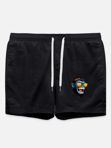 Monkey Head Portrait Cool - Swim Trunks - black