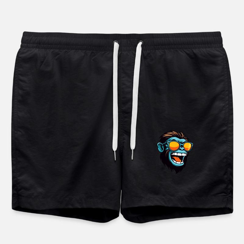 Affe Kopf Porträt Cool - Badeshorts - Schwarz