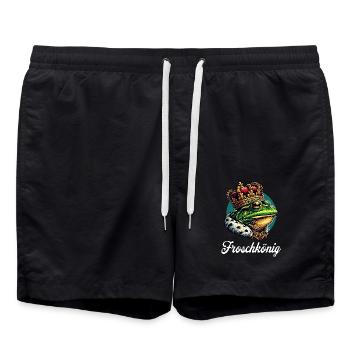 Froschkönig Krone Partner Fasching Karneval - Badeshorts - Schwarz - Vorne - AI Model Male 185 light (185cm)