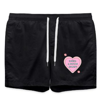 Freches Herz Sugar Daddy mit Statement - Badeshorts - Schwarz - Vorne - AI Model Male 185 light (185cm)