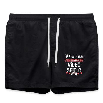 V steht Valentinstag Videospiele Gamer Humor - Badeshorts - Schwarz - Vorne - AI Model Male 185 light (185cm)