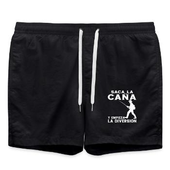 Le pêcheur sort la canne et le plaisir commence - Short de bain - noir - Devant - AI Model Male 185 light (185cm)