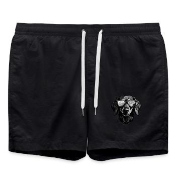 Dachshund Hund Kopf Porträt Dackel - Badeshorts - Schwarz - Vorne - AI Model Male 185 light (185cm)