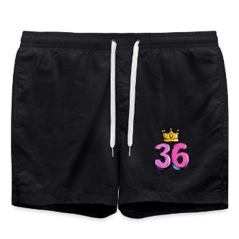 36 Number Jersey Crown - Swim Trunks - black - Front - AI Model Male 185 light (185cm)