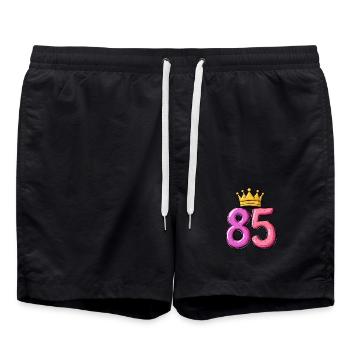85 Zahl Trikot Krone - Badeshorts - Schwarz - Vorne - AI Model Male 185 light (185cm)