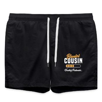 Bald, Cousine, bitte warten - Badeshorts - Schwarz - Vorne - AI Model Male 185 light (185cm)