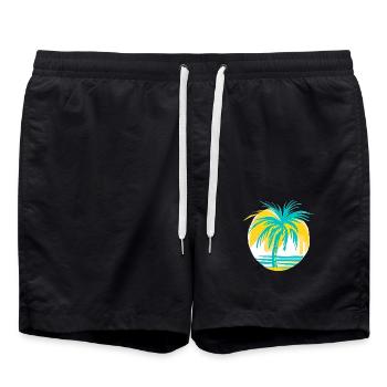 Apfel-Sonnenuntergang - Badeshorts - Schwarz - Vorne - AI Model Male 185 light (185cm)