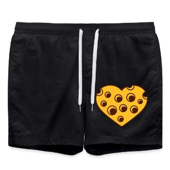 forme loecher j'aime amour coeur kaese gauda comique c - Short de bain - noir - Devant - AI Model Male 185 light (185cm)