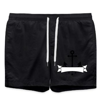 banner wappen text schreiben anker boot schiff - Badeshorts - Schwarz - Vorne - AI Model Male 185 light (185cm)