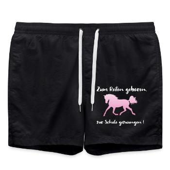 Zum Reiten geboren, zur Schule gezwungen Pferde - Badeshorts - Schwarz - Vorne - AI Model Male 185 light (185cm)