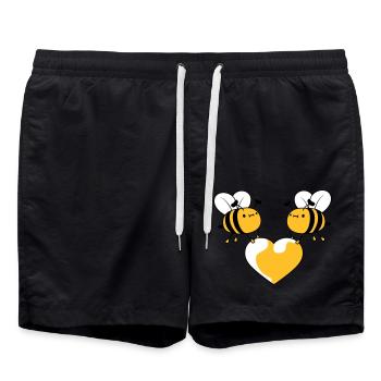 2 bees in love - Swim Trunks - black - Front - AI Model Male 185 light (185cm)