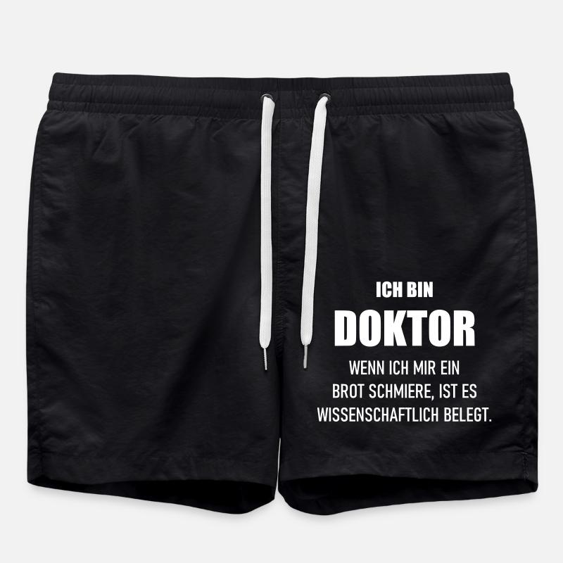 Doktor schmiert Brot wissenschaftlich belegt - Badeshorts - Schwarz