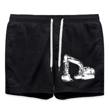 Bagger Baggerfahrer Baustelle - Badeshorts - Schwarz - Vorne - AI Model Male 185 light (185cm)