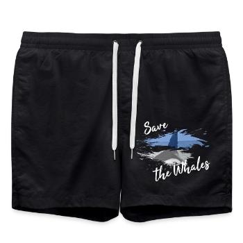 Save the Whales nageoire baleines cadeau de poisson Sauver - Short de bain - noir - Devant - AI Model Male 185 light (185cm)