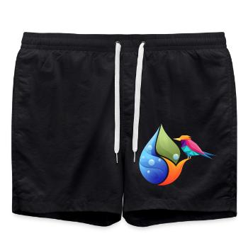 Polygonal animal colorée géométrie à la main poire - Short de bain - noir - Devant - AI Model Male 185 light (185cm)