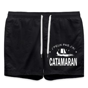 J'peux pas j'ai Catamaran cadeau sport voile - Short de bain - noir - Devant - AI Model Male 185 light (185cm)