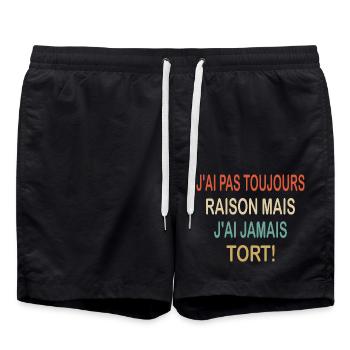 J'ai pas toujours raison mais j'ai jamais tort - Short de bain - noir - Devant - AI Model Male 185 light (185cm)